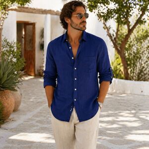 Tommy Bahama Men’s Blue 100% Linen Button Up Shirt Size M Long Sleeve
